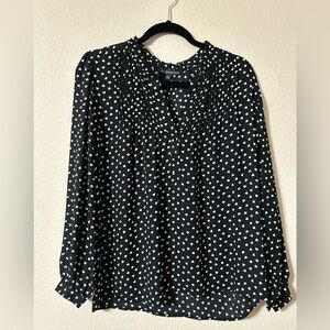 Adrianna Papell Small Black Heart Pattern Blouse